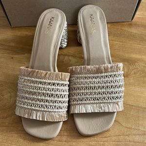 NWT in Box!!!!!! KAANAS Sumatra Frayed Upper Heel in Natural